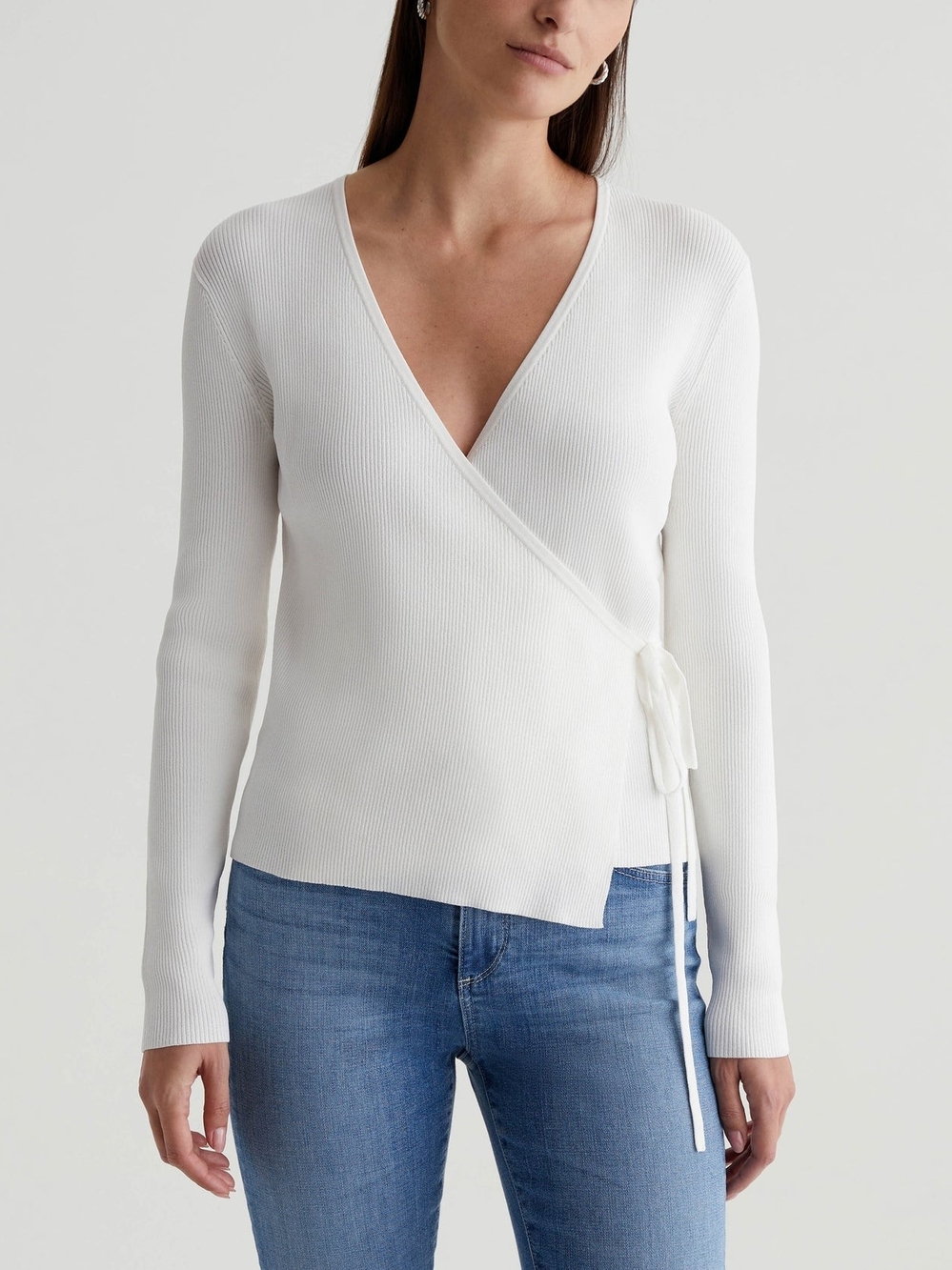 AG Adriano Goldschmied "Yukiko" Classic Wrap Sweater in Powder